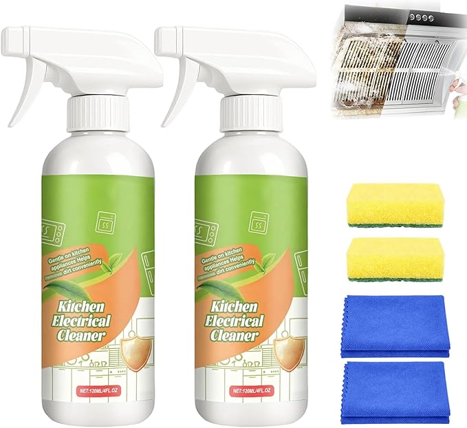 2Pcs Fly Cleanse Spray, Natural Formula to Household Appliances, Electrolyzed Ion Kitchen Cleaner Spray, Multi-Purpose Fly Cleaner, Effective Kitchen Appliance Cleaner for Hold,Oven,Stove,Range Hood