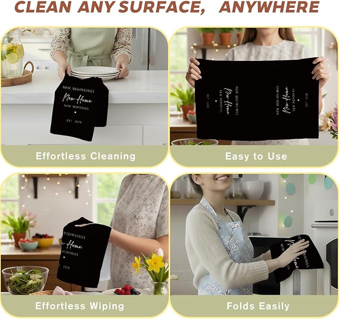 New Home Gift Kitchen Towels with Saying, Funny Decorative Hand Towel, Housewarming Gift Ideas for New Homeowners, Cute Funny Hand Towels Bathroom Kitchen 16x24 Inch Black-b01