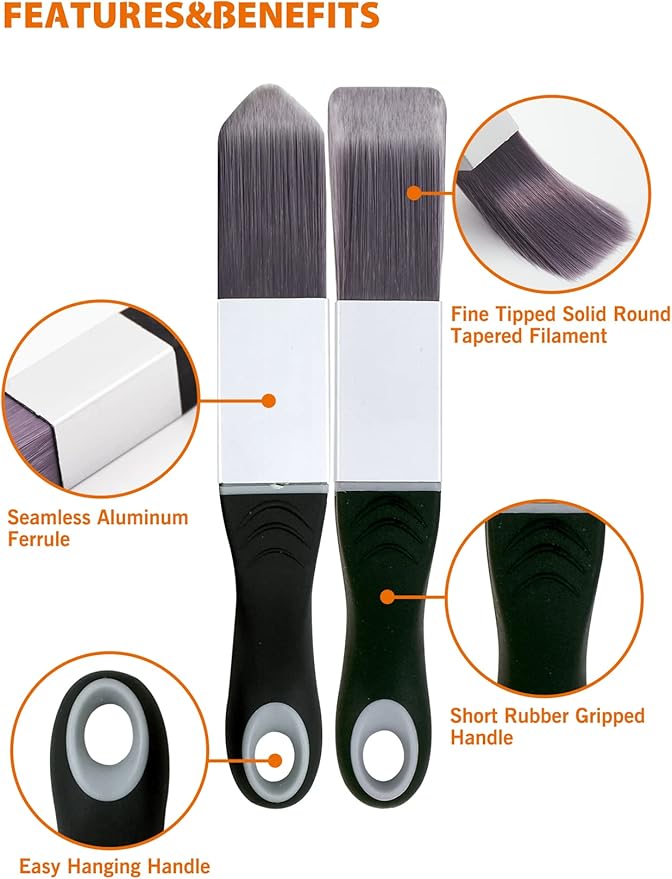 ROLLINGDOG Paint Brush for Trim - Edging Paint Brush 2PC, 1PC Triangular Brush and 1PC Square Trim Brush, Cut in, Edger, Corner, Sash Painting