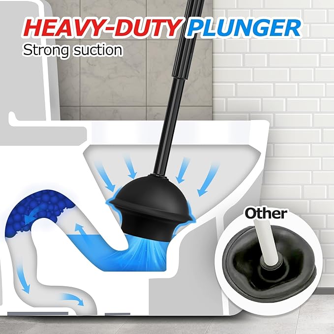 2Pack 2 in 1 Toilet Brush and Plunger Set,Toilet Bowl Brush Plunger Set,Toilet Brush Plunger Combo,Cleaning Brush,Cleaning Supplies,Groove Gap Brush,Bathroom Cleaning Tools