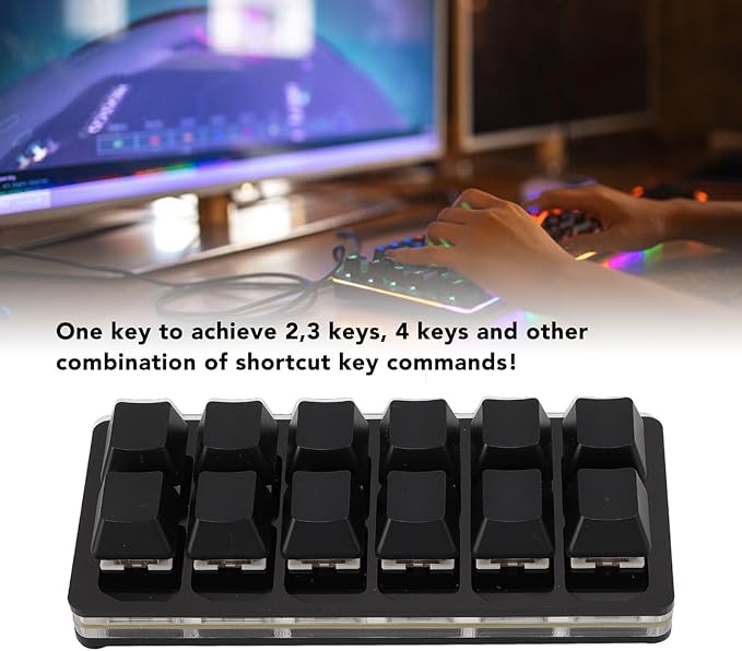 12 Key USB Mini Keyboard with Programmable Macros,USB Type C Wired Programmable RGB Custom One Handed Gaming Keyboard Mechanical Red Switch Gaming Keyboard OSU Keypad for PC