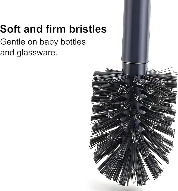 Soap Dispensing Bottle Brush, Comfort Grip, Gray, 2 Pieces (in one Package), Cleaning for Bottles, Pitchers and Carafes