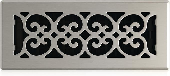 Decor Grates SPH412-NKL Floor Register, 4x12, Brushed Nickel Finish