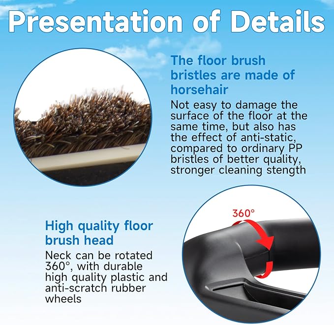 Upgraded Universal 1 1/4 inch(32mm) Vacuum attachments & brushes for Shark Vacuum brush - 360° Swivel 12” Wide Hardwood Brush & Adapter Vacuum Floor Brush with Horse Hair Attachments for Shark Vacuums