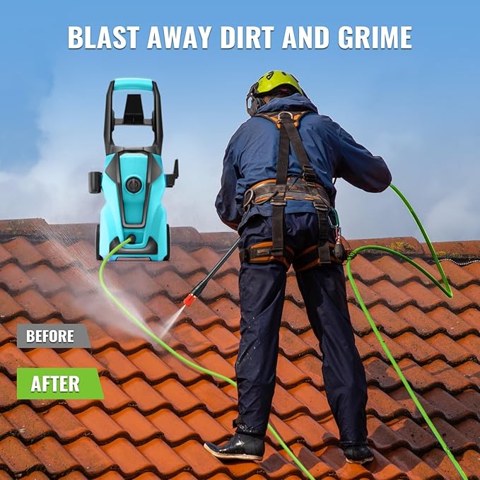 Professional Electric Pressure Washer, 5000PSI Power Washer with Foam Cannon,4 Nozzles,33FT Hose and Soap Bottle,Car Wash Machine/Car/Driveway/Patio Clean,Blue