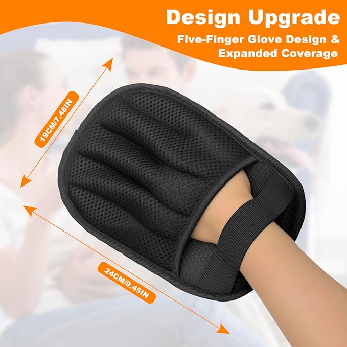 2 Pairs of pet Grooming Gloves, Suitable for Cats and Dogs. Five-Finger Static pet Grooming Gloves. Reusable pet Grooming Tools for Sofas, Clothes, pet beds and Carpets. (S)