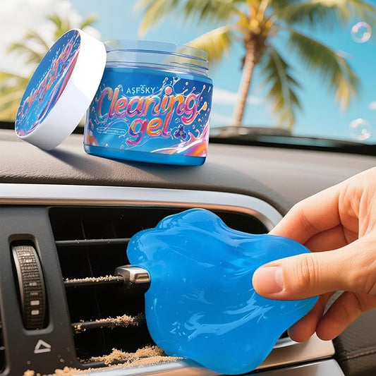 ASFSKY Car Cleaning Gel (Blue,Blueberry) Cleaning Putty Universal Dust Cleaning Car Interior Cleaner Keyboard Dust Remover Car Slime Gifts for Men Women Girl（1 Pack）