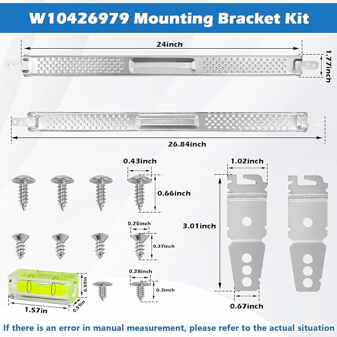 W10426979 24'' Dishwasher Mounting Bracket Kit with Column Level Fit for Whirlpool KitchenAid Maytag 24 Inch Dishwashers for Granite & Quartz Countertops Replaces AH3632890 EA3632890 PS3632890