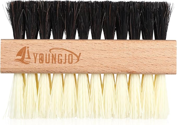 YoungJoy Dual Sided Sneaker Shoe Cleaner Brush Set Shoes Clean Brush Kit Horsehair Boar and Plastic Bristles with Microfiber Cloth (C)