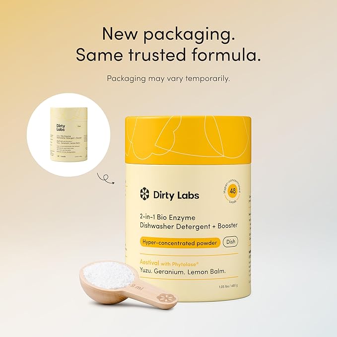 Dirty Labs | Dishwasher Detergent and Booster (96 Loads (Pack of 2), Aestival (Yuzu. Geranium. Lemon Balm.))