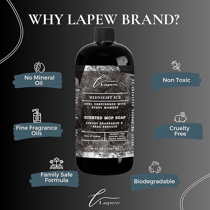 Luxury Floor Cleaner, Scented Mop Soap Concentrate | Hard Floor Cleaner for Tile, Vinyl, Laminate, LVP & Sealed Hardwood | Low-Foam, Streak-Free | 36 oz | Midnight Ice