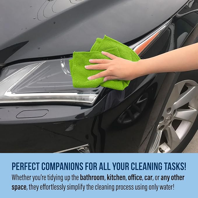 GREEN LIFESTYLE Chamois Cloth, Microfiber Cleaning Cloth 50 Pack, Borderless Towels Cleaning, Car Microfiber Towel, Drying Car Wash Towels (11.5" x 11.5", Multicolor)