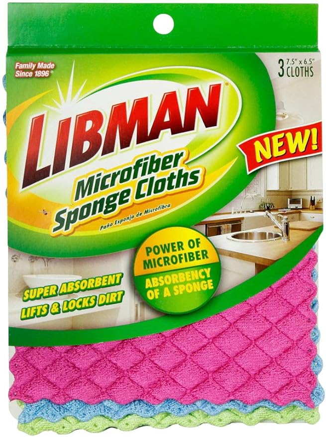 Libman 2103 Microfiber Sponge Cloth with Microfiber and Sponge Layers