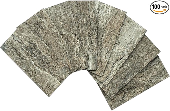 AULIGET 100-Piece Faux Stone Peel and Stick Backsplash Wall Tiles, 3" x 6" Apache Brown Rock PVC Stick on Tile for Backsplash Kitchen, Bathroom, Laundry Room, Camper, Fireplace