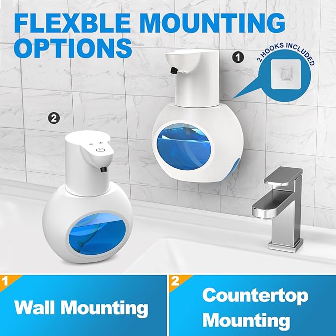 Automatic Soap Dispensers,15oz/420ml USB Touchless Automatic Foaming Soap Dispenser,Rechargeabled Wall Mounted Smart Soap Dispenser for Home Kitchen Bathroom Office Black (2,White)