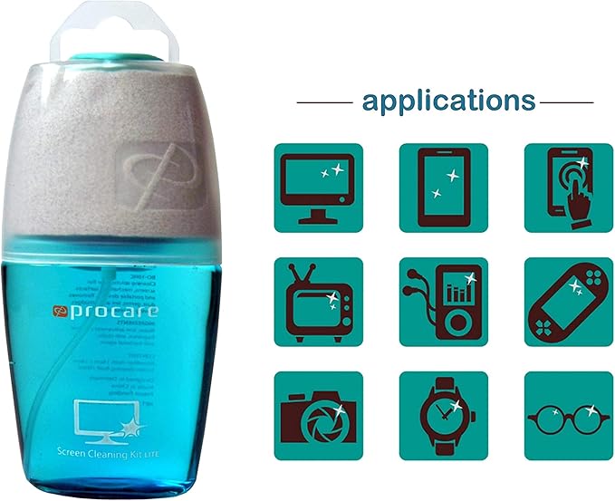 ProcareSelect Screen Cleaner with 3 Premium Microfiber Cloth for LCD & OLED 4K TV, Laptop, PC, Tablet, Mobile Phone - Easy Wipe for Mirror Shine Screen