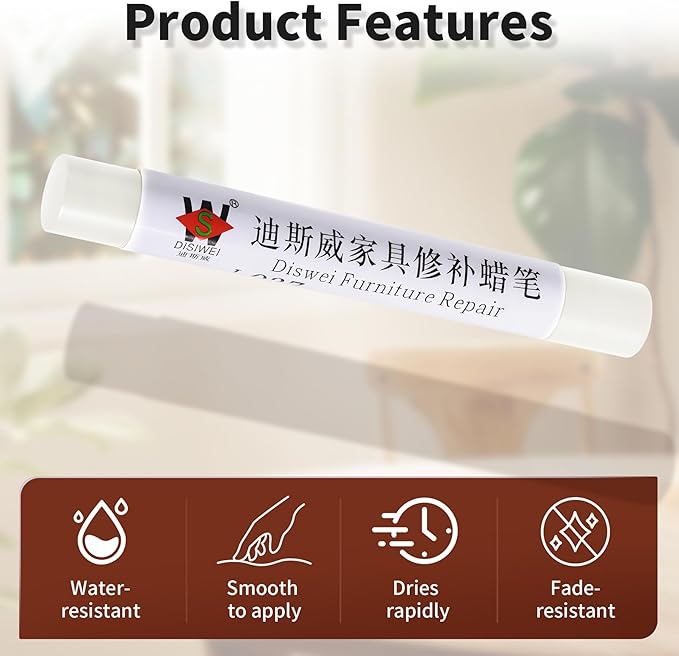 Wood Filler Sticks Cream White Furniture Scratch Repair Crayons Wood Floor Repair Wax Filler Sticks Furniture Repair Wax Crayons for Wooden Furniture, Floors, Cabinets & Tables