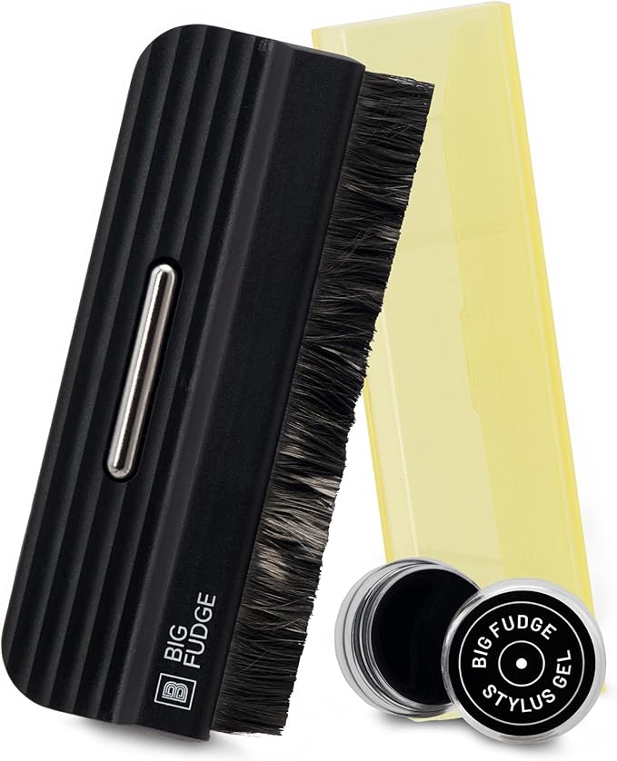 Big Fudge Vinyl Record Cleaning Kit - No Scratch Vinyl Record Brush & Stylus Gel LP Cleaner - Anti-Static Album Cleaning Brush for Record Player and Needles