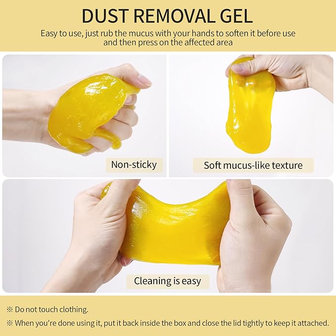 Car Cleaning Gel, Eco-Friendly & Biodegradable Detailing Putty for Car Interior, Reusable Slime for Vents, Keyboard Cleaner, Dust Cleaning Goop, Auto Accessories, Lemon Scented, 5.6 Oz