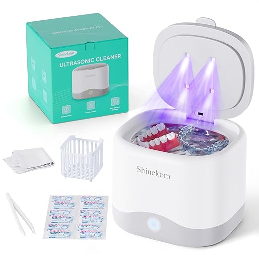 Ultrasonic Retainer Cleaner Machine 45KHz, 230ML Dentures Cleaner Machine with Tablets for Mouth Guards, Aligners, Braces & Jewelry