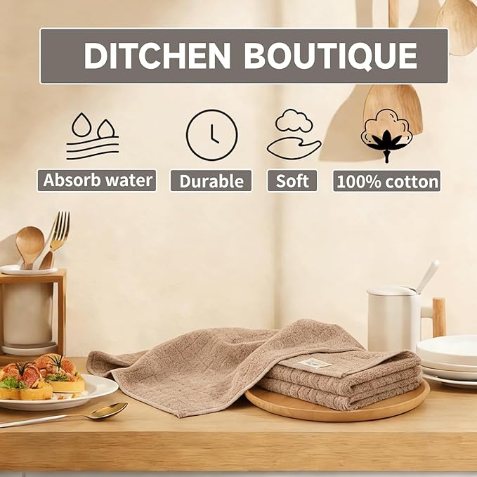 100% Cotton Kitchen Dish Cloths Set (8 Pack) – 13 x 13 Inches Ultra Soft Absorbent Dish Towels for Washing Dishes Scrubbing Dish Cloths Sets