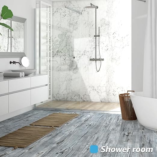 Art3d 60 Sq.ft Peel and Stick Floor Tiles, 40Pcs Luxury Vinyl Plank Flooring Wood Look, Adhesive and Waterproof Tile Sticker for Bedroom, Living Room, Kitchen, Dust Grey