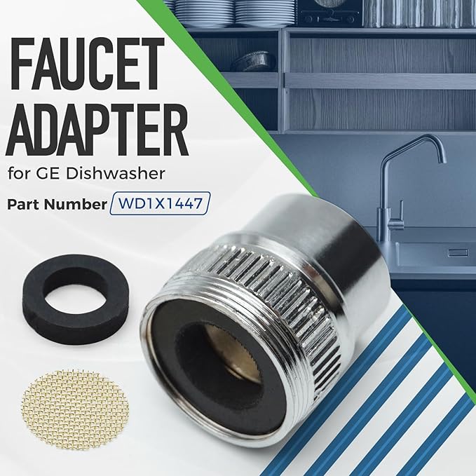 WD1X1447 Faucet Adapter for GE & Whirlpool Portable Dishwasher Replaces 270262 AP2038412 PS259736 EAP259736 WH41X0361 WH41X0393 WH41X361 WH41X393