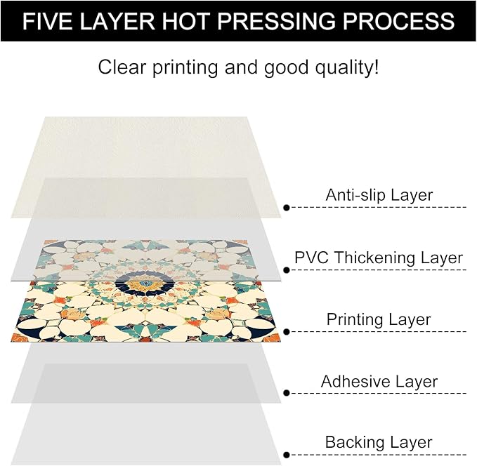 10PCS 12x12 Inch Moroccan Mosaic Peel and Stick Floor Tiles Removable Self Adhesive Vinyl Flooring Stickers for Bathroom Entryway Kitchen Home Decor