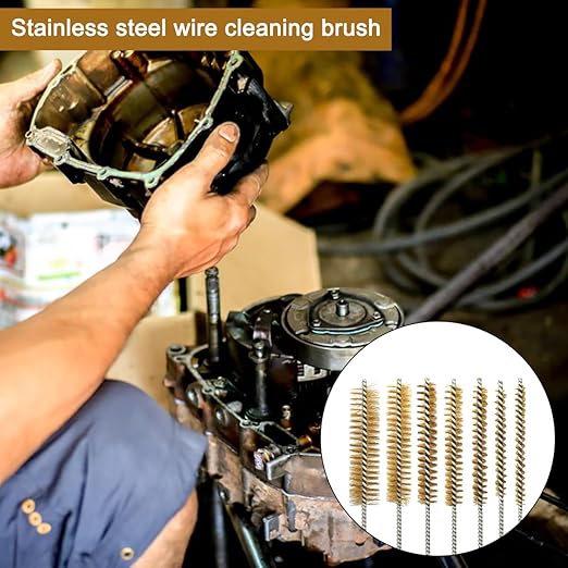 7 Pcs Brass Wire Tube Brushes Bottle Brush Set,11Inch Long Wire Brass Brushes for Cleaning,Wire Pipe Cleaner Bore Brush Deep Cleaning for Tubes,Bottle,Keyboards,Glass, Gold