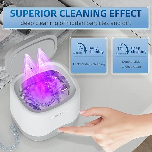 Ultrasonic Retainer Cleaner Machine 45KHz, 230ML Dentures Cleaner Machine with Tablets for Mouth Guards, Aligners, Braces & Jewelry