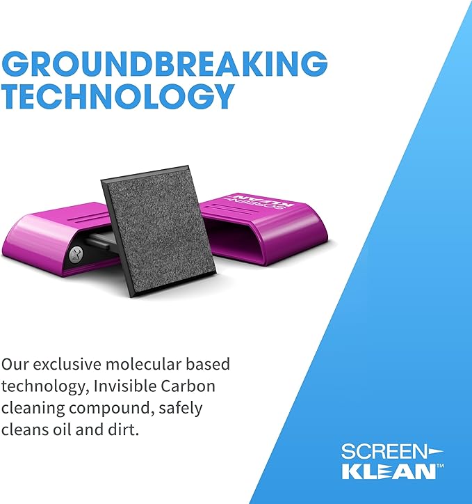CarbonKlean ScreenKlean Tablet Screen Cleaner - Compatible with iPad, Android & Amazon Tablet - with Carbon Microfiber Tech-Injected Purple-1 Count (Pack of 1)