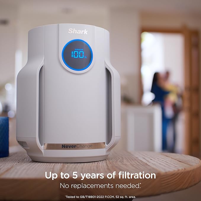 Shark Air Purifier for Home, NeverChange Compact Pro, for Bedroom, Nursery, Home Office, Dorm, HEPA-Exceeding Filter, Captures Pollutants, Pet Dander, Dust, Odor, Smoke, and More, HP072WH, 2025, White