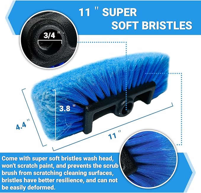72" Car Wash Brush with Long Handle, On/Off Switch for Car RV Truck Boat Washing Brush, Complete Cleaning Kit with Car Wash Mop Windshield Squeegee Multifunctional Wash Brush
