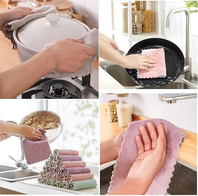 32 Pack Cleaning Cloth Kitchen Cloth, Dish Towels Super Absorbent Coral Velvet Dishtowels, Microfiber Premium Soft Tea Towels, Quick Dry Rags, Multipurpose Reusable Washcloths, Non-Stick Oil Cloths.