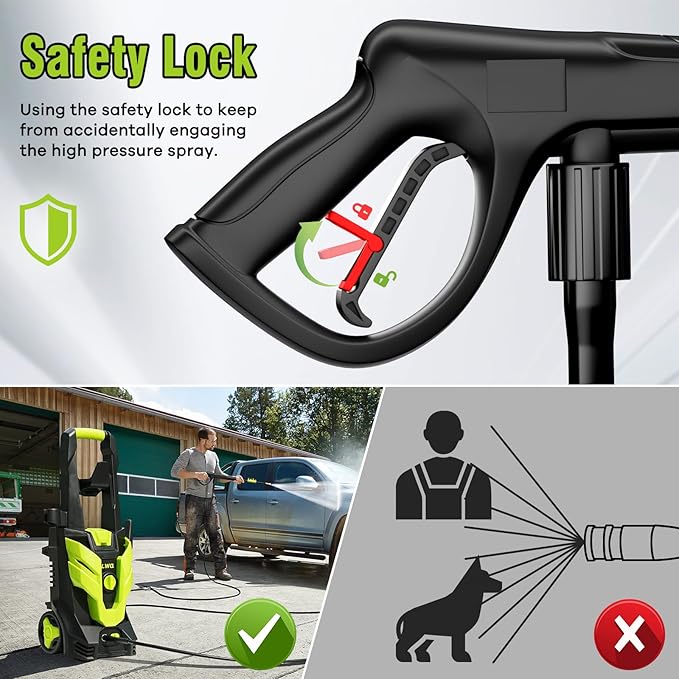 Pressure Washer, Portable Power Washer, 4 Quick Connect Nozzles, High Pressure Cleaning Machine for Car Fence Driveway Patio Washing and More