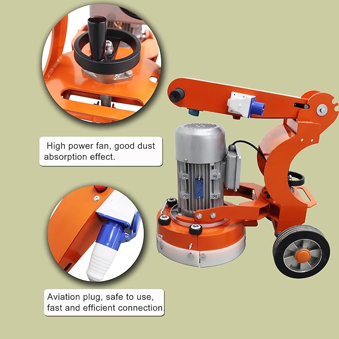 Floor Grinding and Trimming Machine Walk Behind Concrete Floor Grinder Hand-push Cement Ground Grinder Epoxy Floor Grinding Polisher Adjustable Floor Polishing Machine 220V
