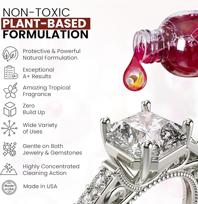Ultrasonic Cleaner Solution Concentrate - Highly Concentrated All Purpose Cleaning Solution for All Ultrasonic Machines - USA Made Plant Based Eyeglass and Jewelry Cleaner, 8 floz