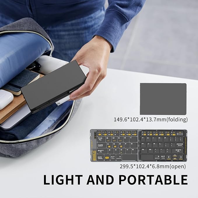 Foldable & Folding Wireless Keyboard Set Combo for iPad, Transparent Bluetooth Typepad & Mouse, Compatible with iOS, Windows, Android, Smartphones, Laptops, etc.