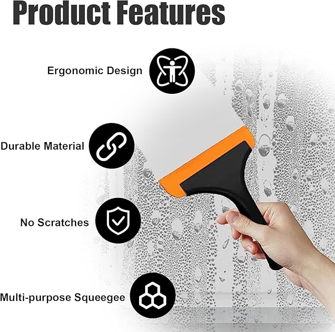 Ziciner Small Silicone Window Squeegee, Car Windshield Water Blade Squeegee, Multifunctional Auto Squeegee with 5.9 Inch Blade and Non-Slip Handle for Car Window, Mirror, Home Cleaning (Black)