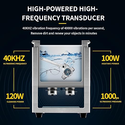 Commercial Ultrasound Cleaning Machine with Knob, 3L Professional Ultrasonic Cleaner, 40kHz with Heater and Timer for Tools, Jewelry, Watches, Glasses, Dentures, and Small Metal Parts
