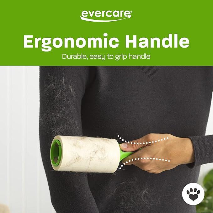 Evercare All Purpose Pet Hair Lint Roller with 2 Refills, 180 Total Sheets – Reusable Sticky Roller for Pet Hair, Cat & Dog Hair Remover, Lint Remover, Pet Hair Remover for Furniture, Clothing & Cars