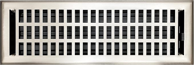 Empire Register Co, Vent Cover - 4x14 inch, Modern Contemporary Design, Brushed Nickel Finish, Heavy Duty Floor Vent Covers, Metal Damper Attached Vent Covers for Home Floor only
