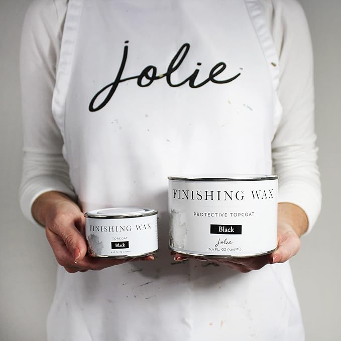 Jolie Finishing Wax - Chalk Finish Paint Wax - Use on wood or matte finish painted interior furniture, cabinets- Odor-Free, Non-Hazardous (500mL, Black)
