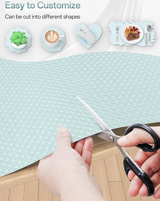 Shelf and Drawer Liner for Kitchen Cabinet, Non-Adhesive 12in x 360in Waterproof Contact Paper Refrigerator Liners Thickened Durable EVA Material Non Slip Mat for Dresser Cupboard Pantry Protector