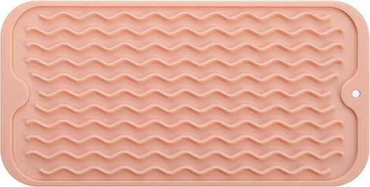 Silicone Dish Drying Mat for Multiple Usage,Easy clean,Eco-friendly,Heat-resistant Silicone Mat for Kitchen Counter or Sink,Refrigerator or Drawer Liner Pink S 12 inches x 6 inches