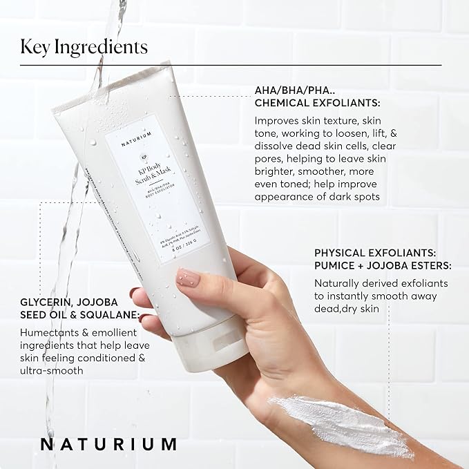 Naturium KP Body Scrub & Mask for Keratosis Pilaris, Bump Eraser Shower Scrub & Exfoliator for Skin, 8 oz
