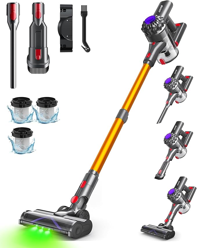 Cordless Vacuum Cleaner, 450W 40KPA Vacuum Cleaners for Home, 45 Mins Lightweight Stick Vacuum Cordless with LED Display, Rechargeable Battery Vacuum for Carpet,Pet Hair,Hardwood Floor