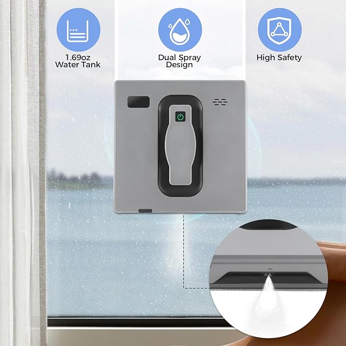 Window Cleaning Robot, Robot Window Cleaner with Intelligent Control/APP Control, Automatic Windows Vacuum Cleaner with 3 Cleaning Mode for Homes, Office Buildings, 1.69Oz Water Tank Capacity