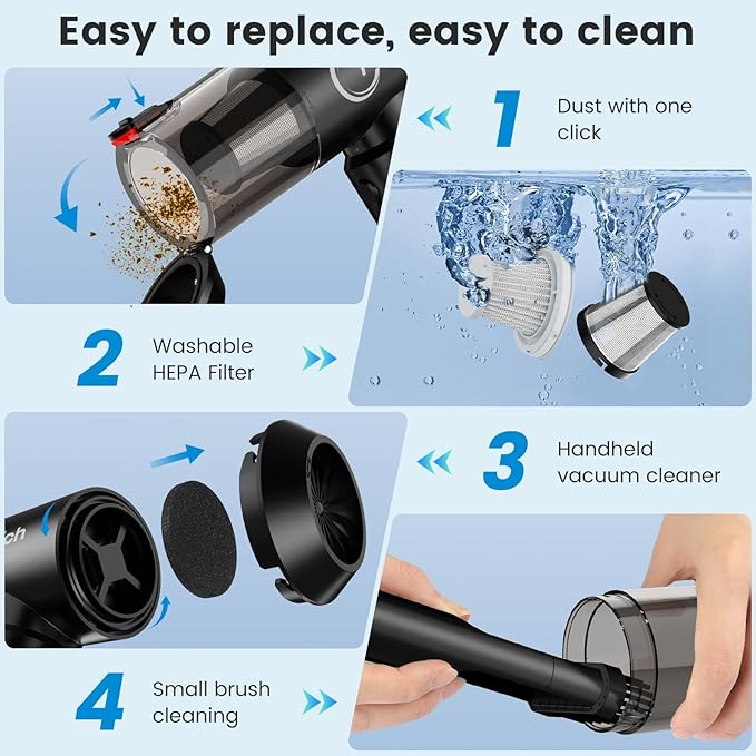 Cordless Car Vacuum Cleaner with Removable Battery as 35W Power Bank, 6-in-1 Handheld Vacuum Blower Set,18000PA Mini Vacuum Cleaner 6000mAH with Brushless Motor for Car Home -1 Batteries