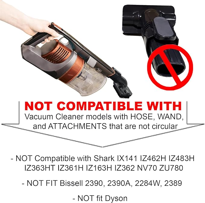 Replacement Vacuum Brush Head With 32MM Connection & 1-3/8-Inch to 1-1/4-Inch Adapter | Works on Low Carpet & All Floors | Horse Hair Hardwood Vacuum Attachment
